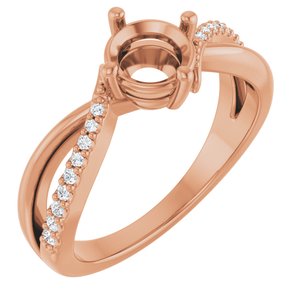 14K Rose Gold 6 mm Round 1/10 CTW Lab-Grown Diamond Semi-Set Ring – image 2