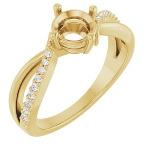 14K Yellow Gold 6 mm Round 1/10 CTW Natural Diamond Semi-Set Ring – image 2