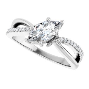 18K White Gold 9x4.5 mm Marquise Ring Mounting – image 8