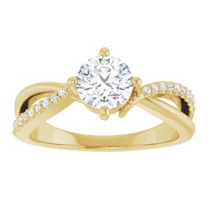 14K Yellow Gold 6 mm Round 1/10 CTW Natural Diamond Semi-Set Ring – image 5