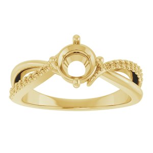 18K Yellow Gold 6 mm Round Ring Mounting – image 6