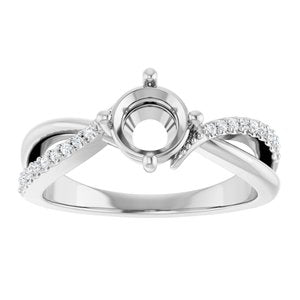 14K White Gold 6 mm Round 1/10 CTW Natural Diamond Semi-Set Ring – image 6