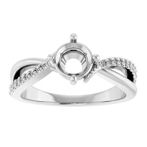 18K White Gold 6 mm Round Ring Mounting – image 6
