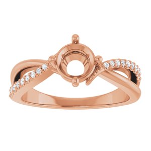 14K Rose Gold 6 mm Round 1/10 CTW Lab-Grown Diamond Semi-Set Ring – image 6