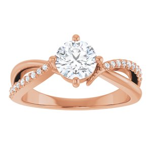 14K Rose Gold 6 mm Round 1/10 CTW Natural Diamond Semi-Set Ring – image 5