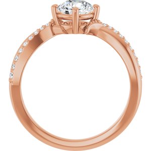 14K Rose Gold 6 mm Round 1/10 CTW Lab-Grown Diamond Semi-Set Ring – image 3
