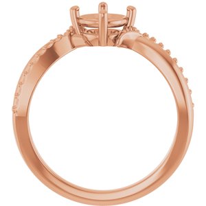 14K Rose Gold 6 mm Round Ring Mounting – image 4