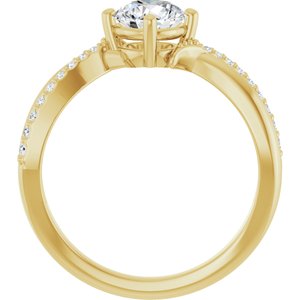 14K Yellow Gold 6 mm Round 1/10 CTW Natural Diamond Semi-Set Ring – image 3