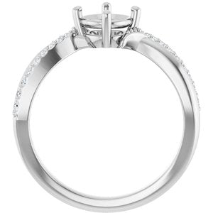 14K White Gold 6 mm Round 1/10 CTW Natural Diamond Semi-Set Ring – image 4