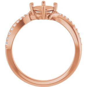 14K Rose Gold 6 mm Round 1/10 CTW Natural Diamond Semi-Set Ring – image 4