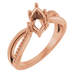 10K Rose Gold 9x4.5 mm Marquise Ring Mounting – image 2