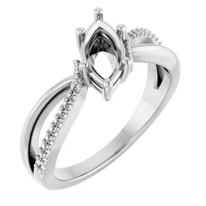 18K White Gold 9x4.5 mm Marquise Ring Mounting – image 2