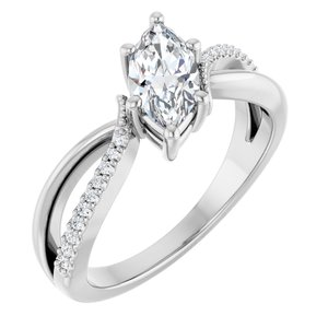 18K White Gold 9x4.5 mm Marquise Ring Mounting
