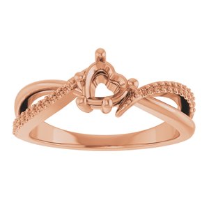 18K Rose Gold 5x5 mm Heart Ring Mounting – image 6