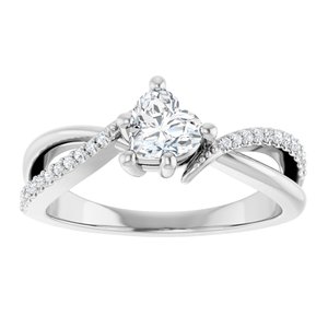 14K White Gold 5x5 mm Heart Ring Mounting – image 5