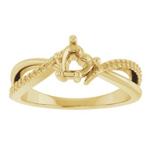 14K Yellow Gold 5x5 mm Heart Ring Mounting – image 6