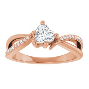 10K Rose Gold 5x5 mm Heart Ring Mounting – image 5