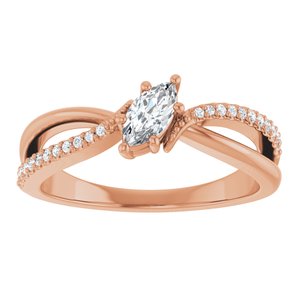 10K Rose Gold 6x3 mm Marquise Ring Mounting – image 5