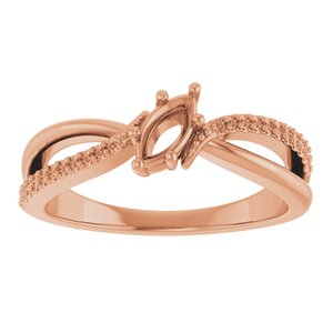 18K Rose Gold 6x3 mm Marquise Ring Mounting – image 6