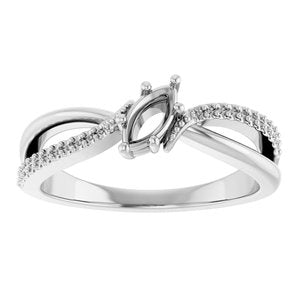 18K White Gold 6x3 mm Marquise Ring Mounting – image 6