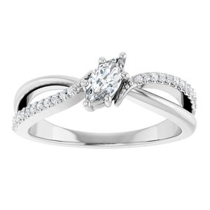 18K White Gold 6x3 mm Marquise Ring Mounting – image 5