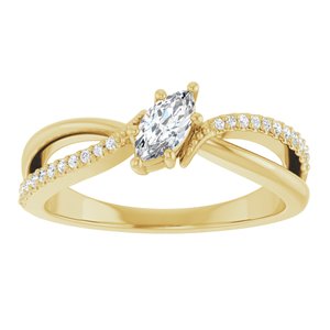 14K Yellow Gold 6x3 mm Marquise Ring Mounting – image 5