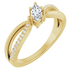 18K Yellow Gold 6x3 mm Marquise Ring Mounting