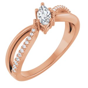 14K Rose Gold 6x3 mm Marquise Ring Mounting