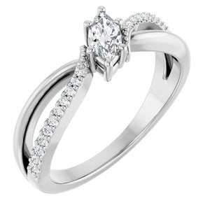 18K White Gold 6x3 mm Marquise Ring Mounting