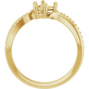 18K Yellow Gold 5x5 mm Heart Ring Mounting – image 4