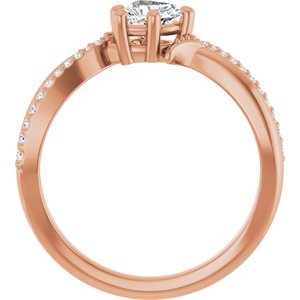 10K Rose Gold 5x5 mm Heart Ring Mounting – image 3