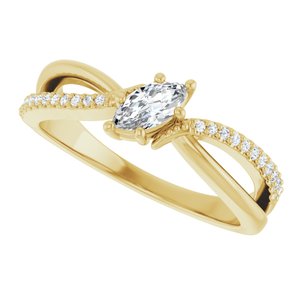 18K Yellow Gold 6x3 mm Marquise Ring Mounting – image 8