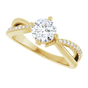 14K Yellow Gold 6 mm Round 1/10 CTW Natural Diamond Semi-Set Ring – image 8
