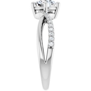 Platinum 6 mm Round 1/10 CTW Natural Diamond Semi-Set Ring – image 7