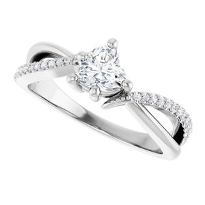 18K White Gold 5x5 mm Heart Ring Mounting – image 8