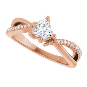 18K Rose Gold 5x5 mm Heart Ring Mounting – image 8