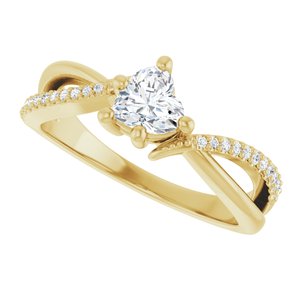 14K Yellow Gold 5x5 mm Heart Ring Mounting – image 8