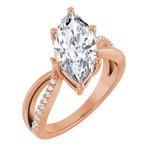 18K Rose Gold 15x7 mm Marquise Ring Mounting