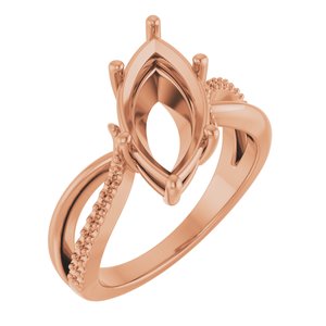 18K Rose Gold 15x7 mm Marquise Ring Mounting – image 2