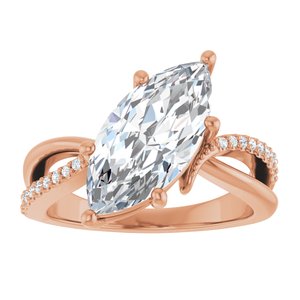 10K Rose Gold 15x7 mm Marquise Ring Mounting – image 5