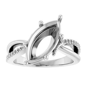 14K X1 White Gold 15x7 mm Marquise Ring Mounting – image 6