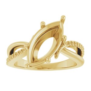 18K Yellow Gold 15x7 mm Marquise Ring Mounting – image 6