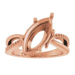 18K Rose Gold 15x7 mm Marquise Ring Mounting – image 6