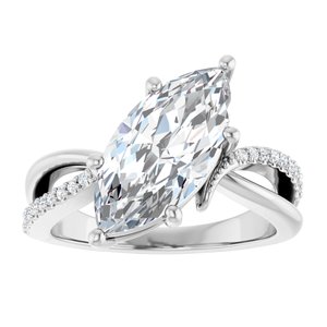 18K White Gold 15x7 mm Marquise Ring Mounting – image 5