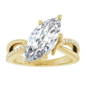 18K Yellow Gold 15x7 mm Marquise Ring Mounting – image 5
