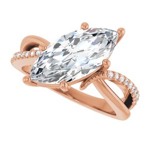 10K Rose Gold 15x7 mm Marquise Ring Mounting – image 8
