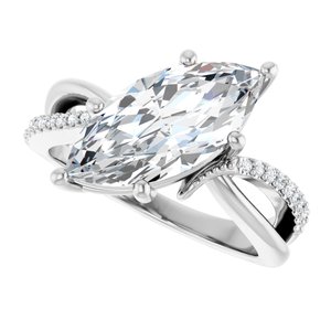 10K White Gold 15x7 mm Marquise Ring Mounting – image 8