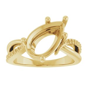 14K Yellow Gold 13x8 mm Pear Ring Mounting – image 6