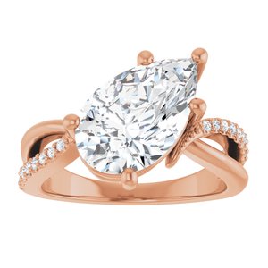 10K Rose Gold 13x8 mm Pear Ring Mounting – image 5