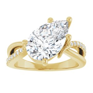 18K Yellow Gold 13x8 mm Pear Ring Mounting – image 5